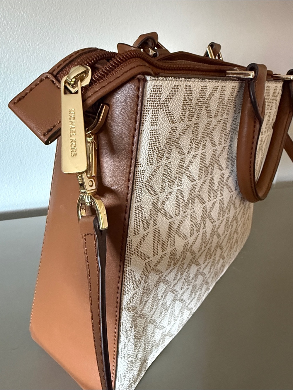 Michael Kors Cream & Brown Signature Satchel - Picture 8 of 8
